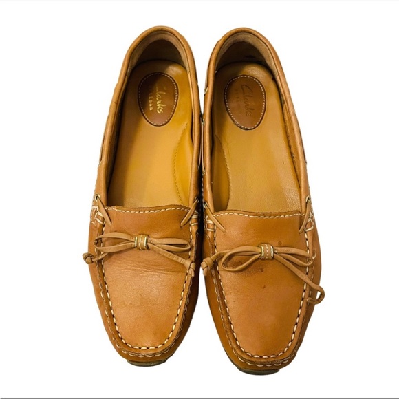 Clarks Mocc Boat 2 Tan Nubuck Leather Womens Slip On Moccasin Shoes SZ 8 - Picture 8 of 10